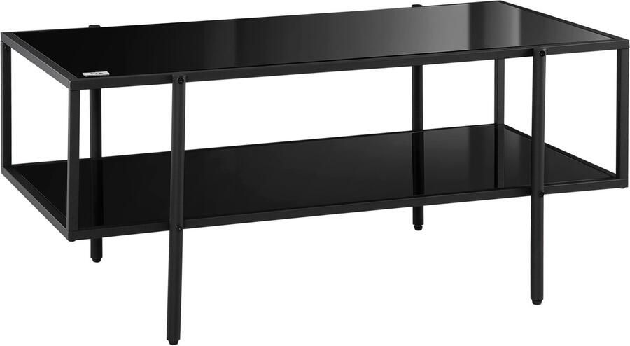 Homcom bijzettafel salontafel gehard glas staal zwart