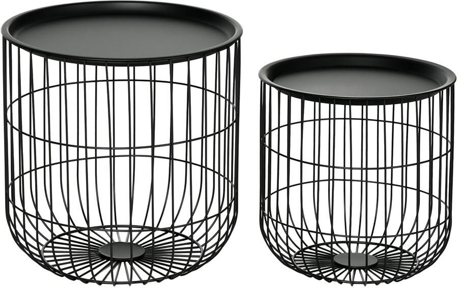 Homcom Bijzettafel Set Staal Zwart