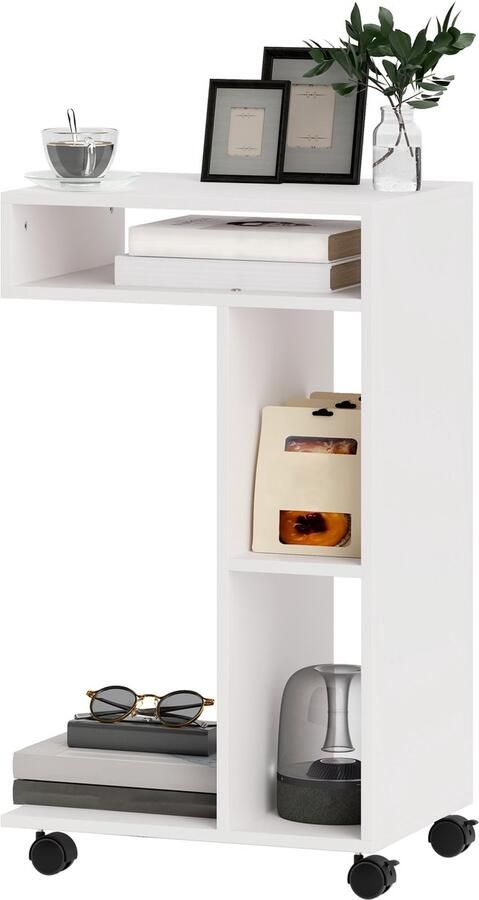 Homcom Bijzettafel Spaanplaat 40L x 30B x 69H cm Wit - Foto 2