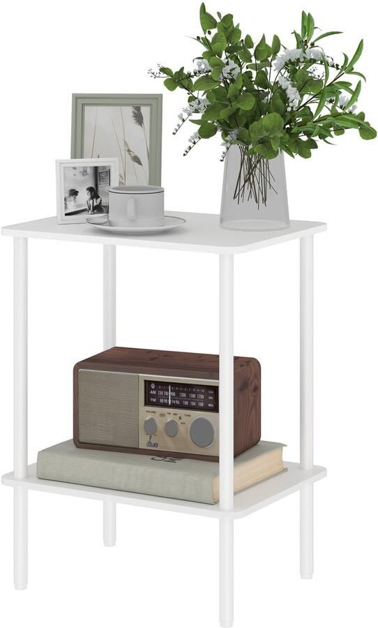 Homcom bijzettafel spaanplaat metaal 40L x 30B x 52 5H cm wit - Foto 2