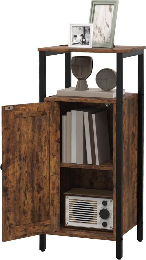 Homcom bijzettafel spaanplaat staal rustiekbruin