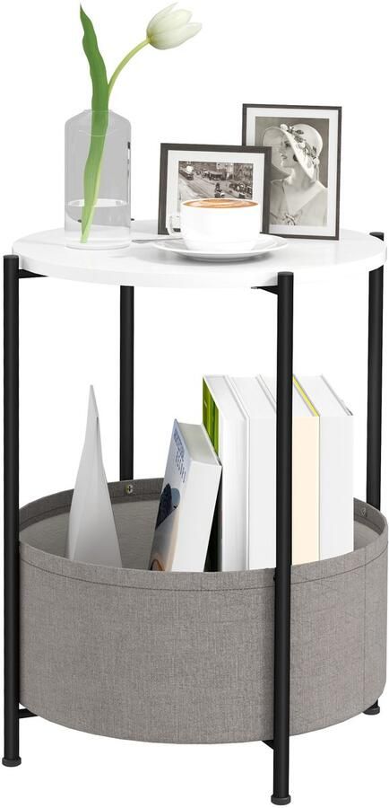 Homcom bijzettafel spaanplaat staal wit grijs