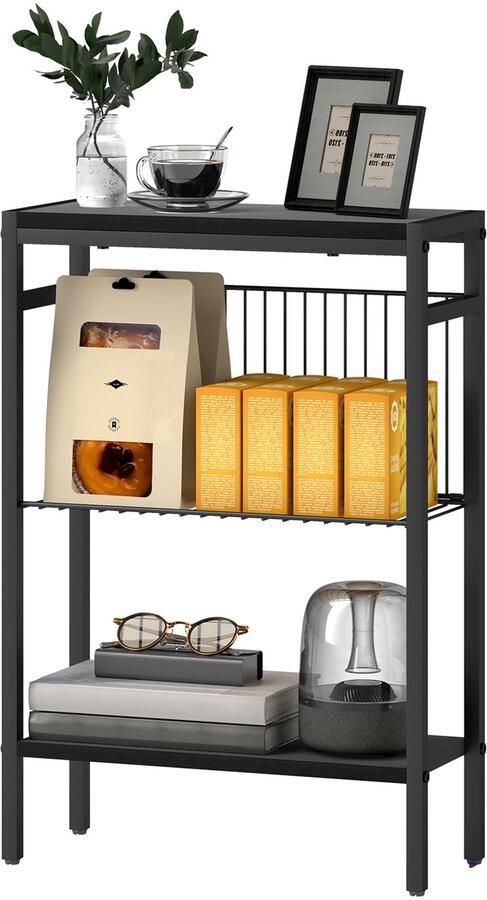 Homcom bijzettafel spaanplaat staal zwart - Foto 2