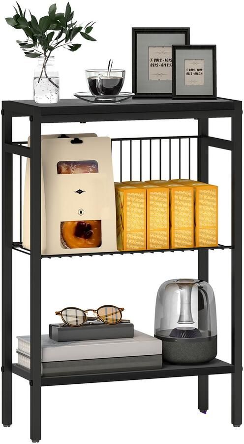 Homcom bijzettafel spaanplaat staal zwart