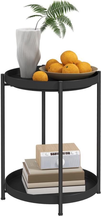 Homcom Bijzettafel Staal 44L x 44B x 56H cm Zwart
