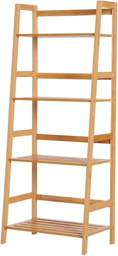 Homcom boekenkast bamboe 48L x 31 5B x 120H cm natuurhout