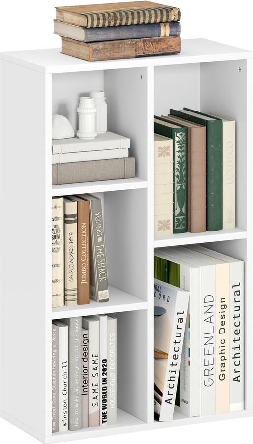 Homcom -Bücherregal-Spanplatte-50L x 24B x 80H cm-Weiß