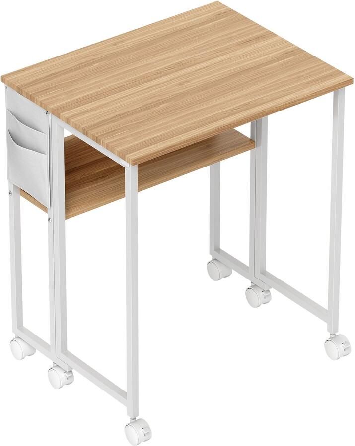 Homcom -klappbarer Schreibtisch-MDF Stahl-63L x 50B x 75H cm-Naturholz