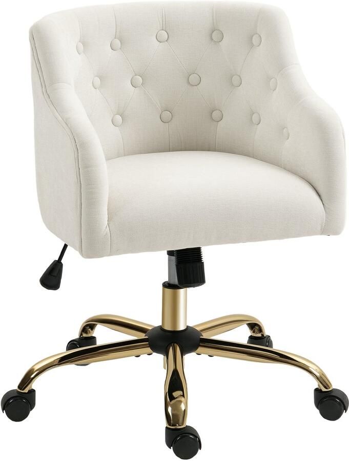 Homcom -Bürostuhl-Polyester Schaumstoff-54L x 52B x 73-81H cm-Beige