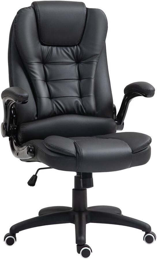 Homcom Bureaustoel Inklapbare armleuningen Kantelfunctie Zwart