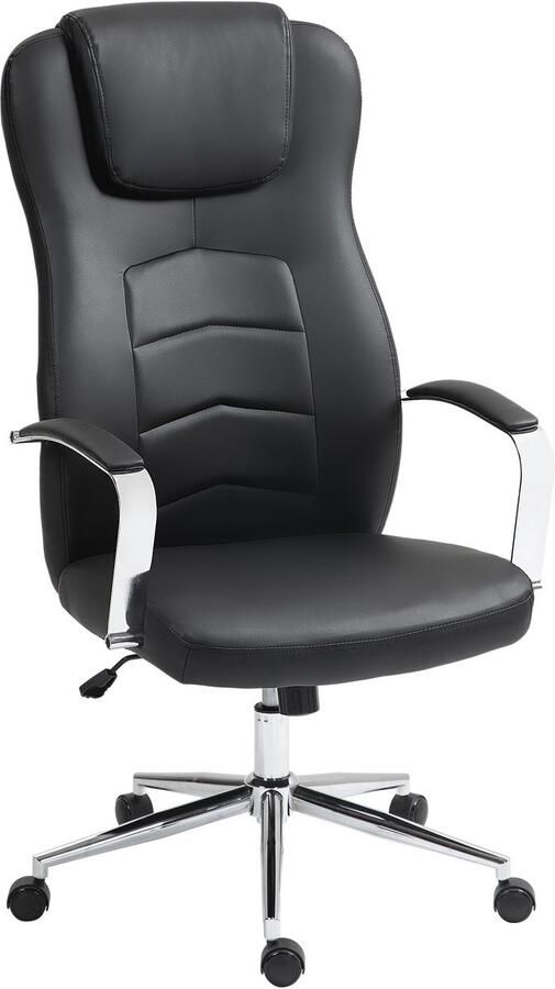 Homcom Bureaustoel met kantelfunctie Hoogteverstelbaar Zwart