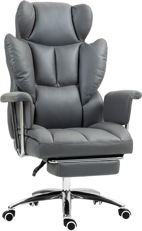Homcom Bureaustoel met voetsteun 360° draaibaar Donkergrijs