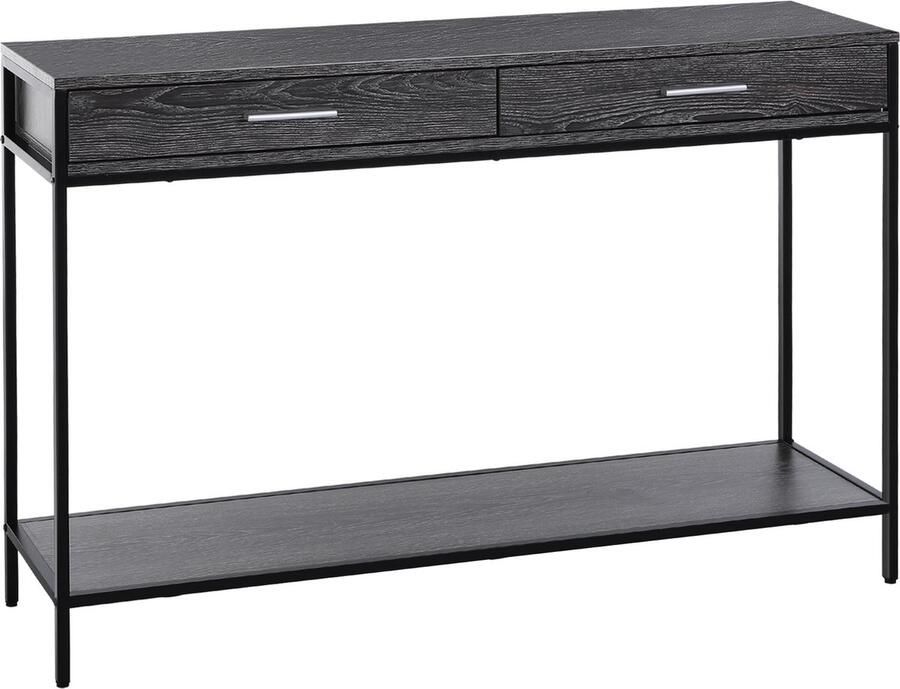 Homcom Consoletafel 2 lades entreetafel bijzettafel onderblad staal grijs 837-026