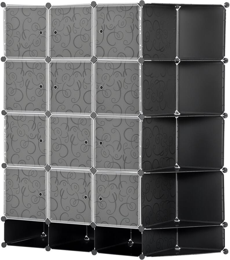 Homcom DIY Kledingkast Kunststof Staal Zwart