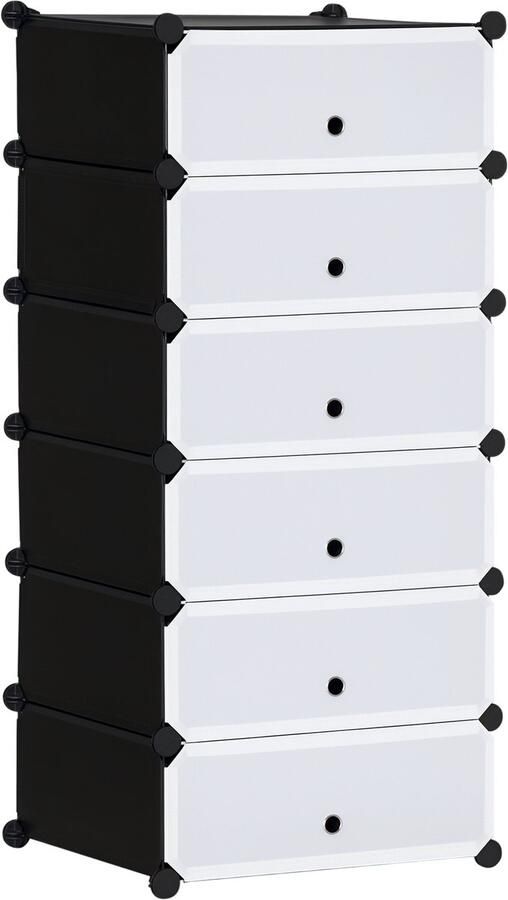 Homcom DIY Schoenenkast Kunststof Staal Zwart Wit