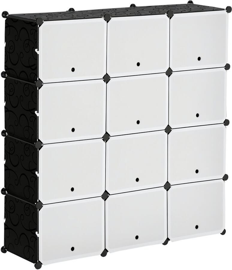 Homcom -Regalsystem-PP Stahl-125L x 32B x 125H cm-Schwarz+Weiß