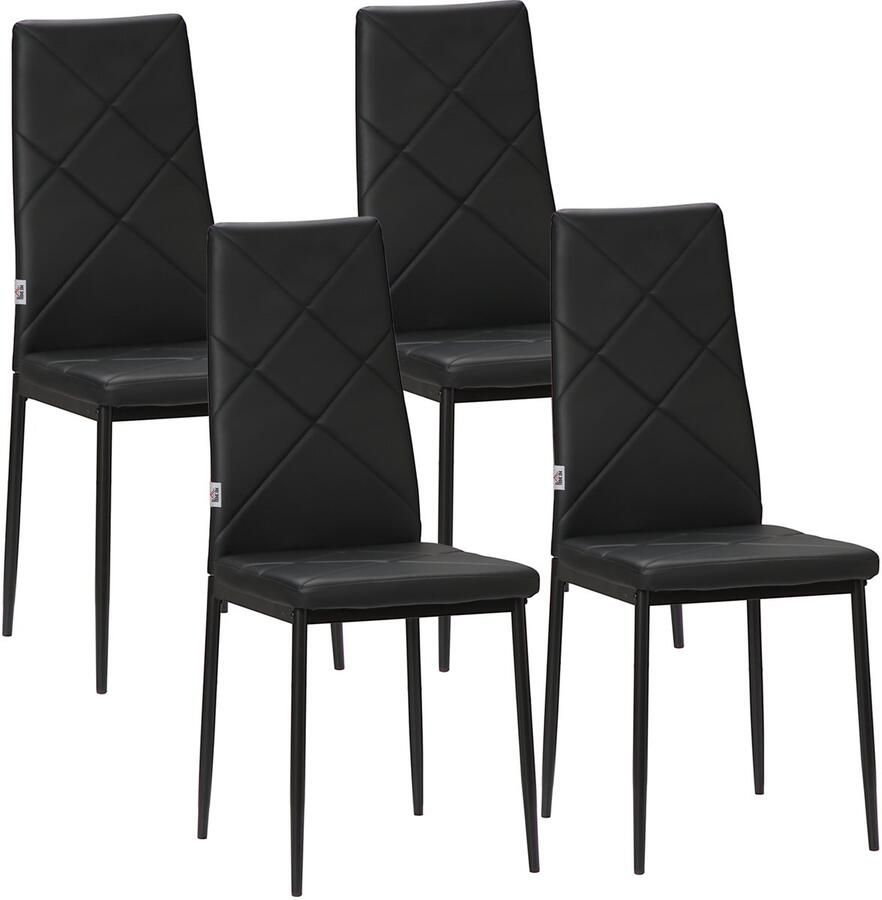 Homcom -Esszimmerstuhl-Kunstleder Stahl-41L x 50B x 97H cm-Schwarz
