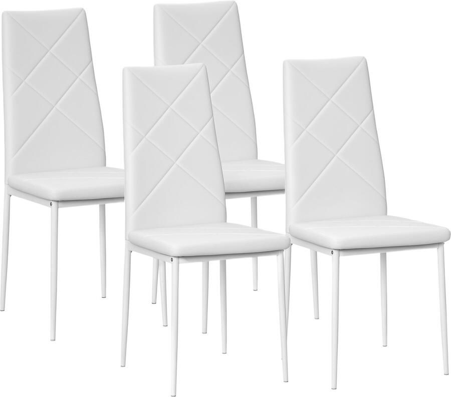 Homcom -Esszimmerstuhl-Kunstleder Stahl-41L x 50B x 97H cm-Weiß