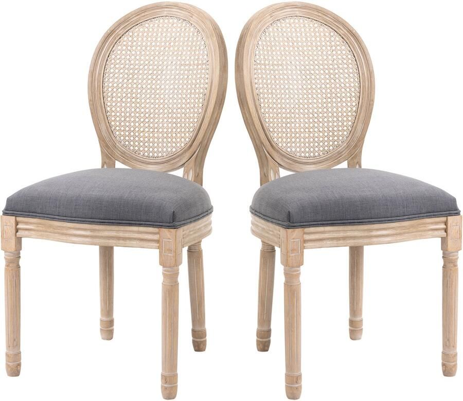 Homcom eetkamerstoel polyester rubberhout grijs