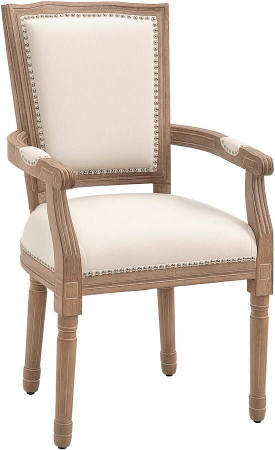 Homcom eetkamerstoel rubberhout 59L x 63 5B x 96H cm crèmewit