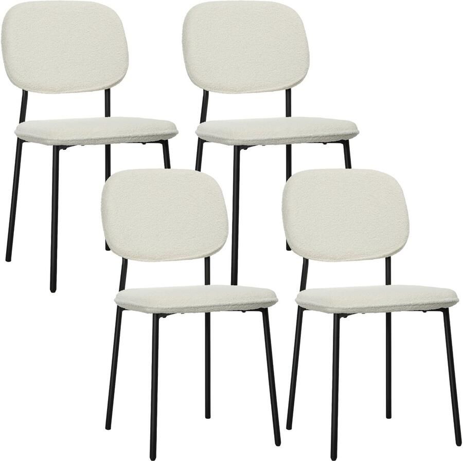 Homcom -Esszimmerstühle-Polyester Stahl-49L x 47B x 85H cm-Weiß