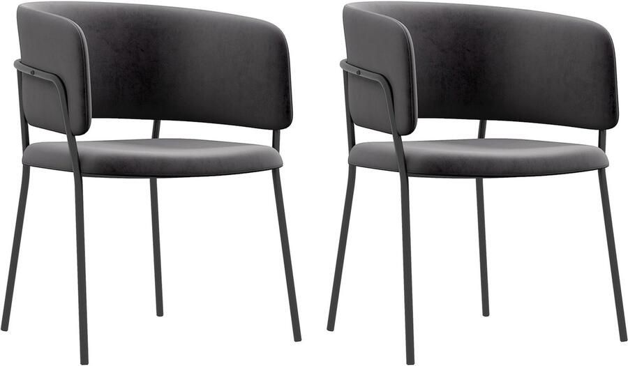 Homcom -Esszimmerstühle-Polyester Stahl-57L x 53B x 73H cm-Grau