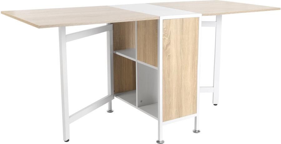 Homcom eettafel met planken mdf bruin wit