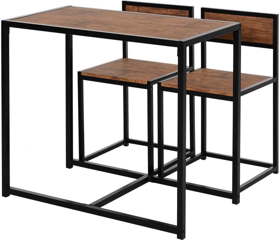 Homcom -Essgruppe-MDF Metall-90L x 47B x 76H cm-Natur+Schwarz