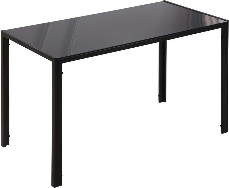 Homcom eettafel metaal glas 120L x 60B x 75H cm zwart