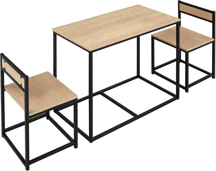 Homcom -Essgruppe-Spanplatte Metall-90L x 47B x 76H cm-Eiche