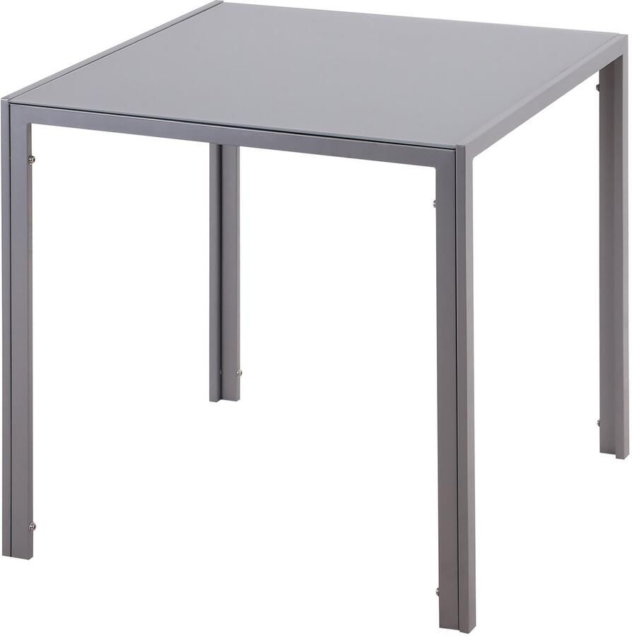 Homcom Eettafel Staal Gehard Glas 75L x 75B x 75H cm Grijs