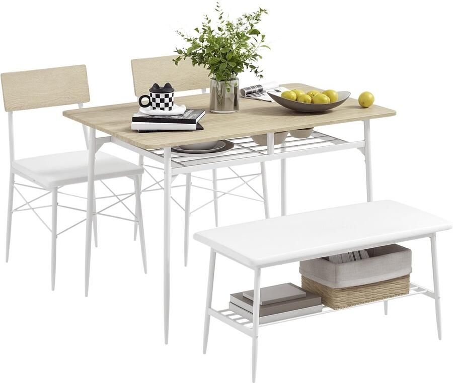 Homcom -Essgruppe-Stahl MDF-110L x 70B x 75H cm-Eiche