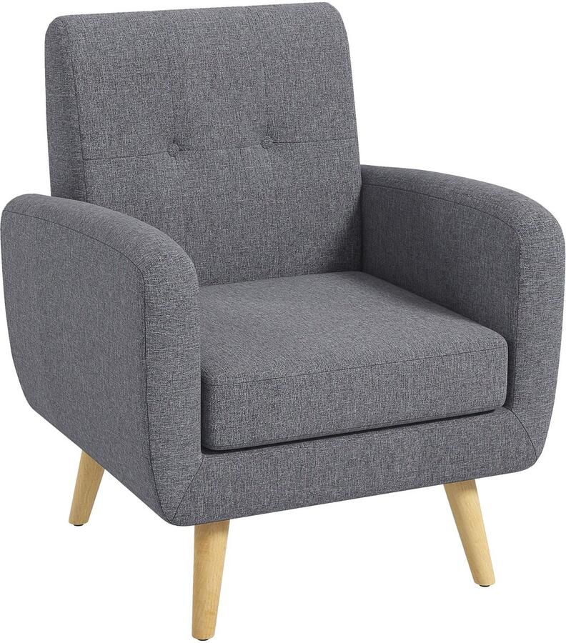 Homcom fauteuil bank linnen rubberhout 70x69 5x86 5 cm grijs