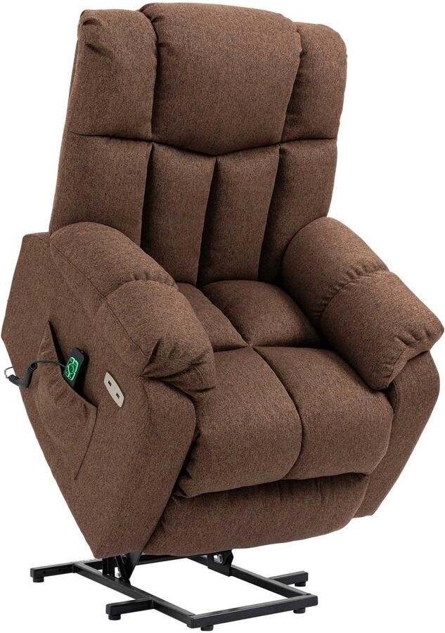 Homcom Fauteuil met Afstandsbediening Sta-op functie Bruin