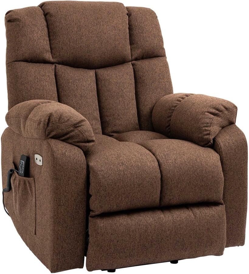 Homcom Fauteuil met Afstandsbediening Sta-op functie Bruin - Foto 2