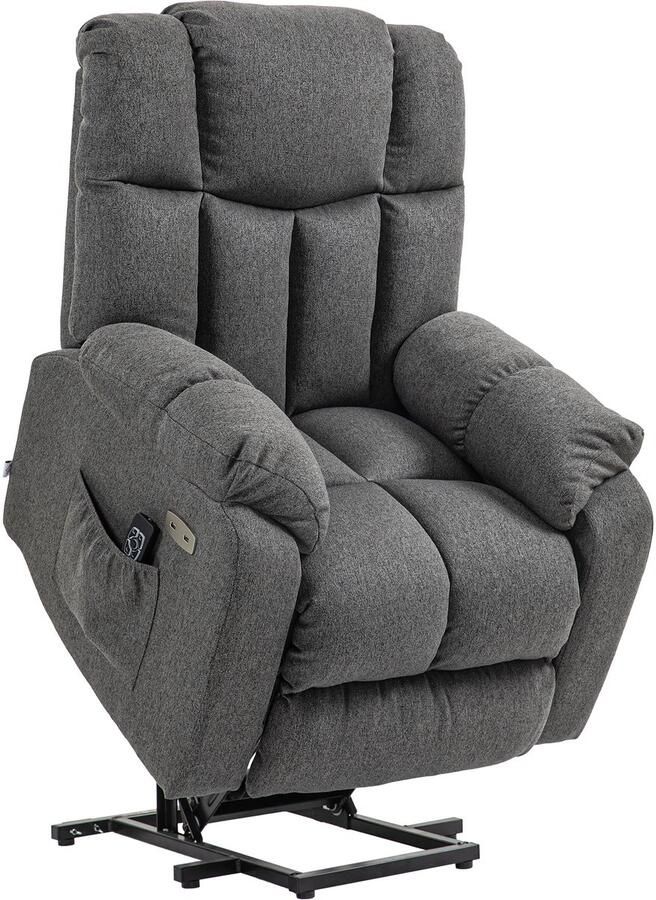 Homcom Fauteuil met Afstandsbediening Sta-op functie Grijs