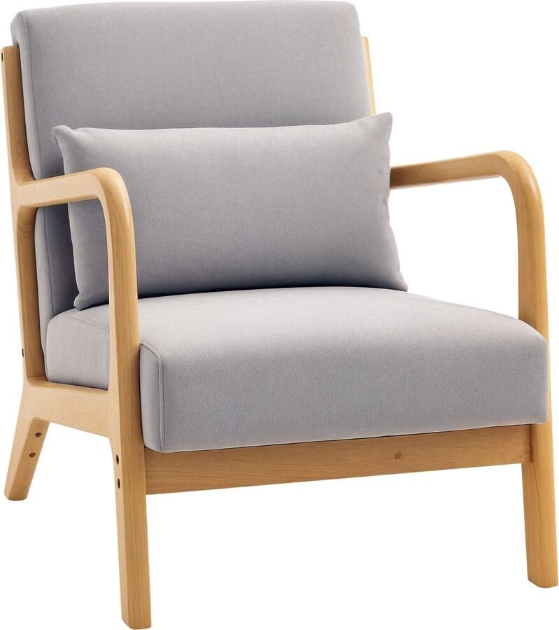 Homcom fauteuil met kussen polyester 61B x 78D x 76H cm grijs