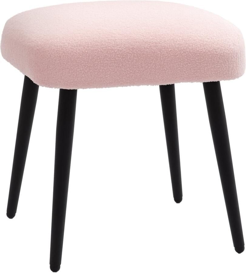 Homcom -Fußhocker-Polyester Stahl-42L x 42B x 47H cm-Rosa