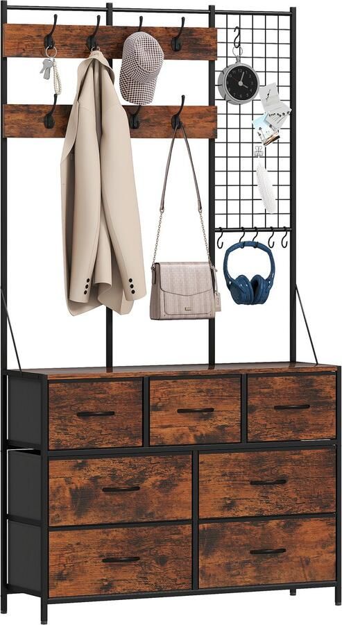 Homcom -Halboom-100x30x183cm-Spaanplaat-Rustiek Bruin