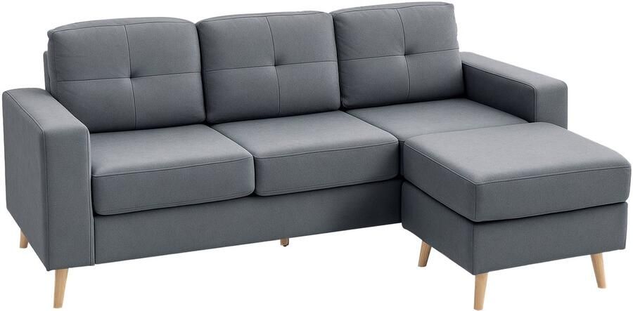 Homcom -hoekbank-linnen (100% polyester)-193x136x85cm-donkergrijs