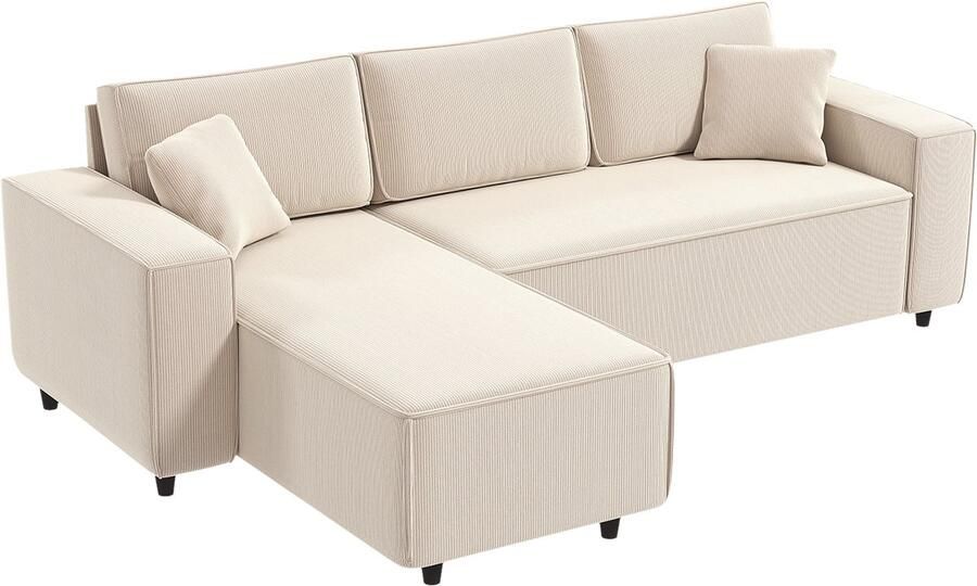 Homcom hoekbank polyester schuimstof crèmewit