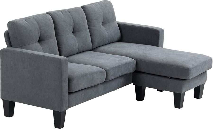 Homcom Hoekbank Polyester Schuimstof Donkergrijs - Foto 2