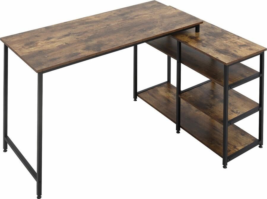 Homcom Computerbureau bureauplank ruimtebesparend spaanplaat metaal rustiek bruin 836-463