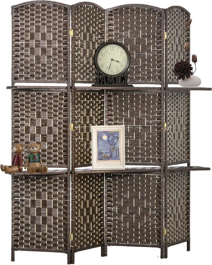 Homcom -kamerverdeler-160x1.6x170cm-papiervezel-bruin