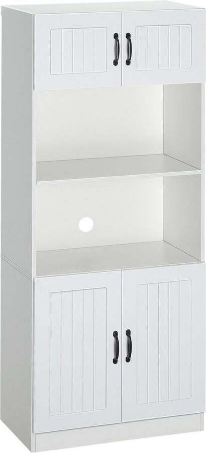 Homcom keukenkast hoge kast met verstelbare legplanken wit