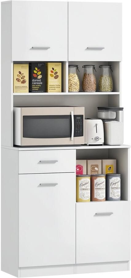 Homcom -Küchenschrank-MDF-80L x 35B x 180H cm-Weiß