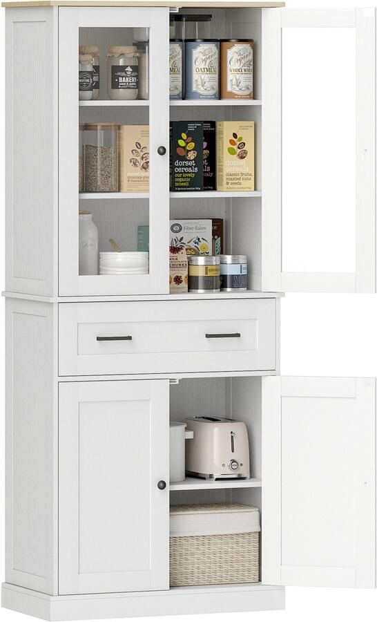 Homcom Keukenkast MDF Spaanplaat Crèmewit