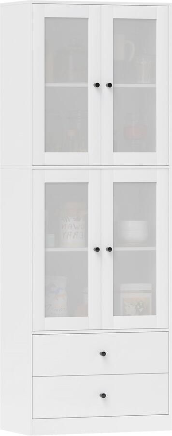 Homcom Keukenkast Spaanplaat Glas 59L x 30B x 170H cm Wit