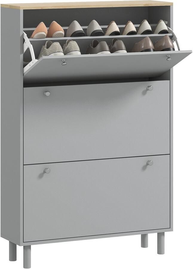 Homcom Klapbare schoenenkast 80x23 5x121cm Spaanplaat Grijs