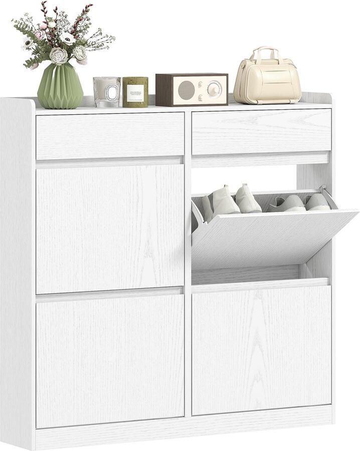 Homcom Klapbare schoenenkast Spaanplaat 98x19 2x95 3cm Wit